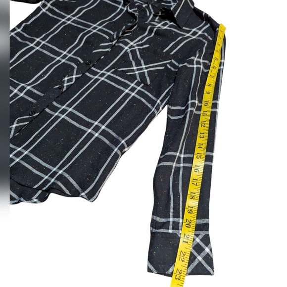 New Rails Hunter Plaid Rainbow Speckled Black White Flannel Button Up Shirt XS - Picture 8 of 10